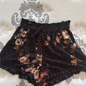 Blue Rain Black Floral Shorts